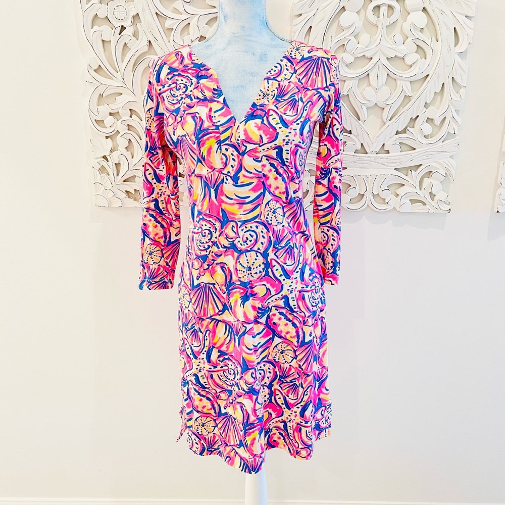 Lilly Pulitzer “Sophie” Dress Vibrant Pink & Purple – 100% Pima Cotton – Size XS